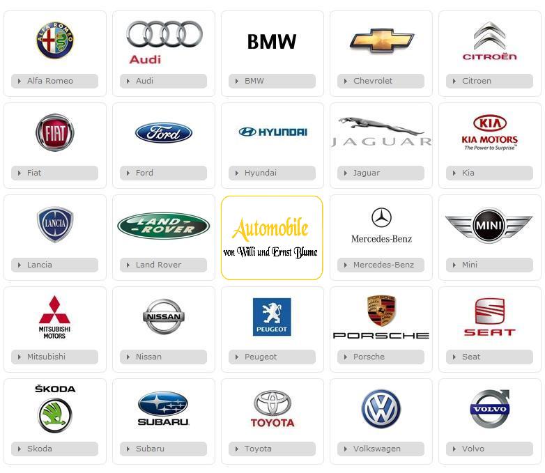 Automarken liste mit logos